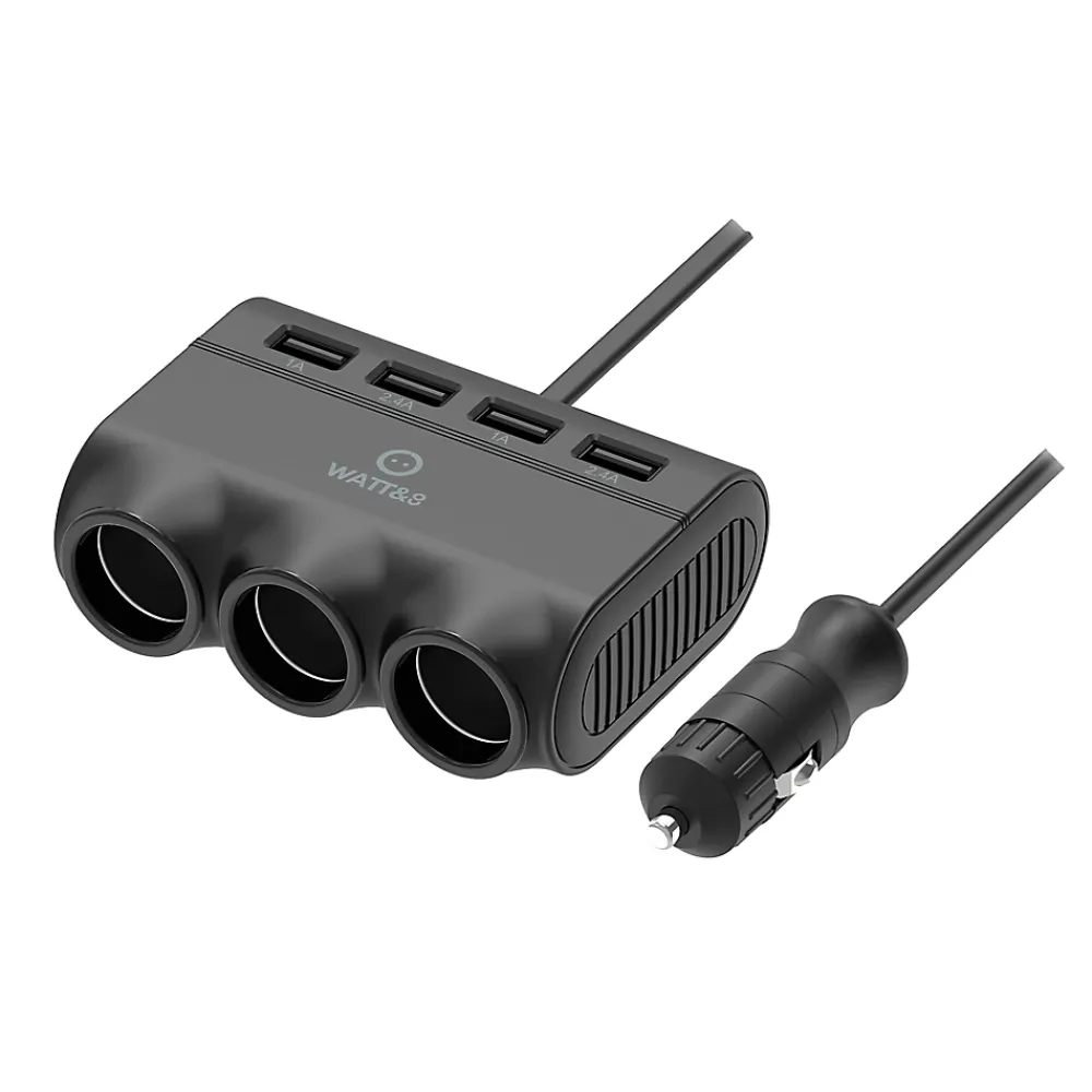 Watt & Co Transformateur, Convertisseur Et Chargeur Usb-Prise allume cigare 3 sorties + 4 ports USB Watt&Co