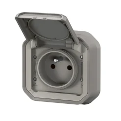 Legrand Prise avec clapet Plexo gris à griffes