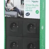 Schneider Electric Prise avec terre complète Unica Déco anthracite, lot de 4