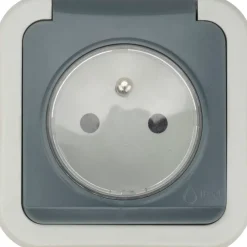 Jacobsen Prise Étanche-Prise avec terre étanche en saillie gris complet