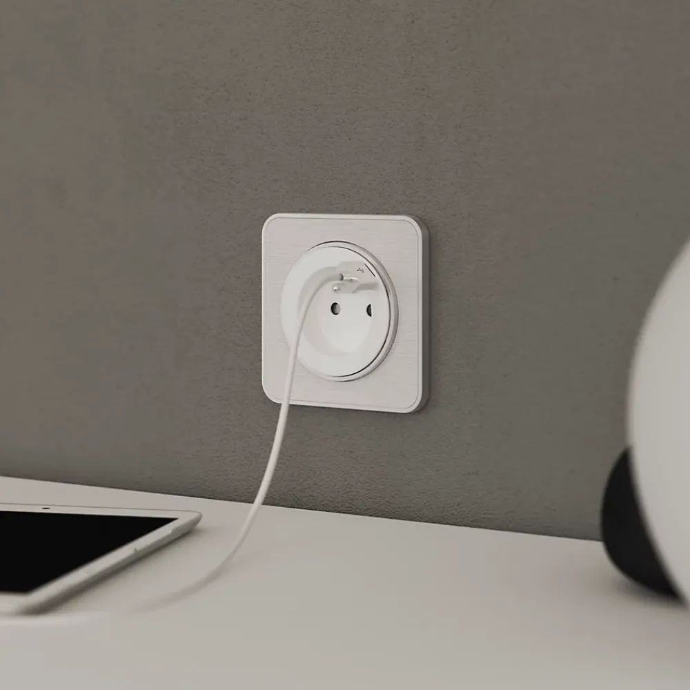 Jacobsen Prise Encastrable-Prise avec terre + 1 x USB-C Espen blanc à composer