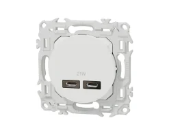 Schneider Electric Prise Encastrable-Prise chargeur USB double type C Blanc craie Schneider Odace