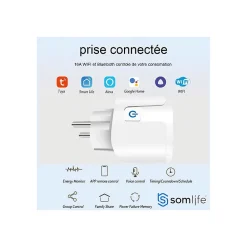 Somlife Prise connectée application tuya smart life contrôle de consommation Compatible avec Alexa/Google Home