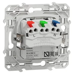 Schneider Electric Prise Encastrable-Prise de courant avec terre affleurante 16A Odace aluminium