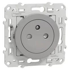 Schneider Electric Prise Encastrable-Prise de courant avec terre affleurante 16A Odace aluminium
