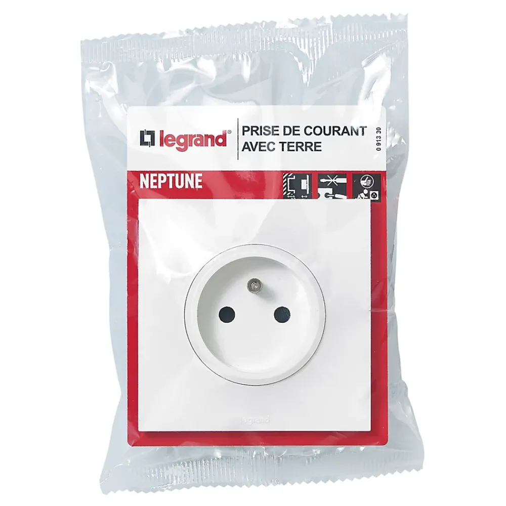 Legrand Prise Encastrable-Prise de courant avec terre Neptune 0 913 30 couleur blanc 16 A 250 V