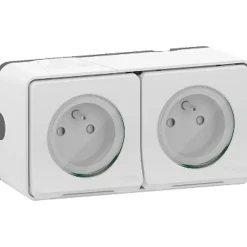 Schneider Electric Prise En Saillie-Prise de courant double avec 2 pôles + terre étanche complète saillie Mureva Styl blanc