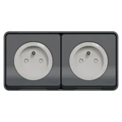 Schneider Electric Prise de courant double avec 2 pôles + terre étanche complète saillie Mureva Styl anthracite