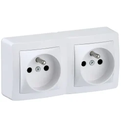 Schneider Electric Prise de courant double avec 2 pôles + terre complète saillie Alréa blanc