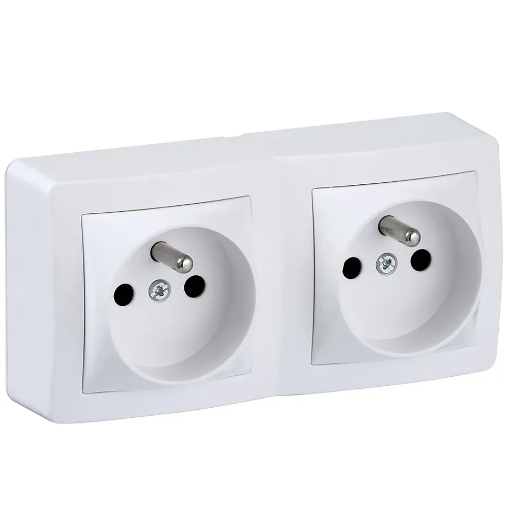 Schneider Electric Prise de courant double avec 2 pôles + terre complète saillie Alréa blanc