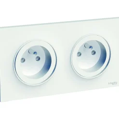 Schneider Electric Prise de courant double avec terre complète Odace blanc