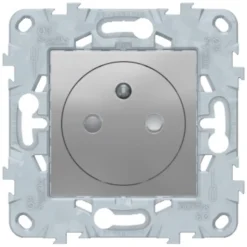 Schneider Electric Prise de courant 2 pôles + terre affleurante connexion rapide 16A Unica Déco aluminium