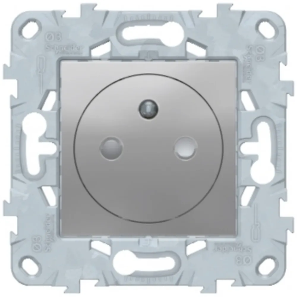 Schneider Electric Prise de courant 2 pôles + terre affleurante connexion rapide 16A Unica Déco aluminium