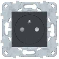 Schneider Electric Prise de courant 2 pôles + terre affleurante connexion rapide 16A Unica Déco anthracite