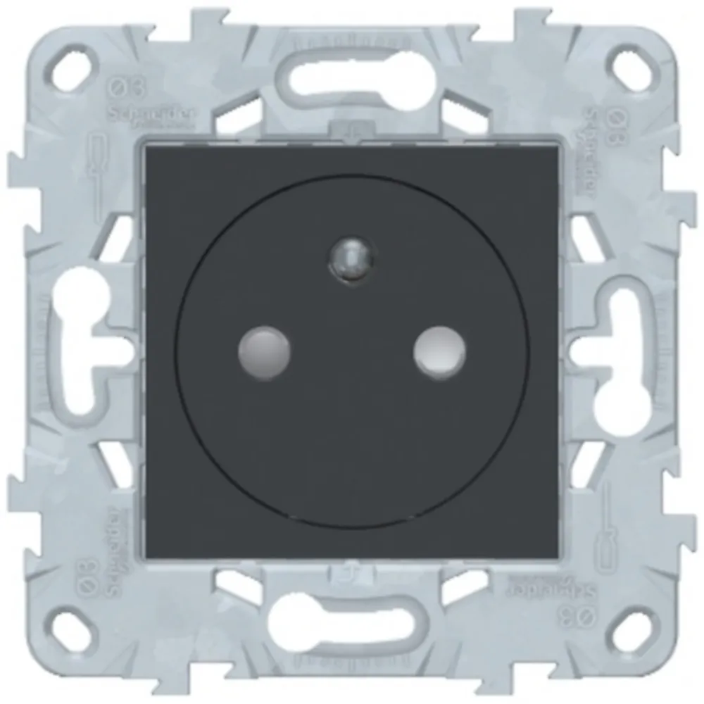 Schneider Electric Prise de courant 2 pôles + terre affleurante connexion rapide 16A Unica Déco anthracite