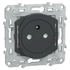 Schneider Electric Prise Encastrable-Prise de courant 2 pôles + terre affleurante avec griffes  Ovalis anthracite