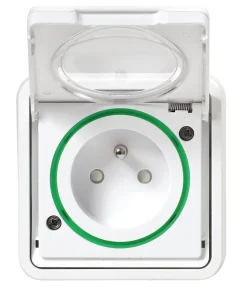 Schneider Electric Prise En Saillie|Prise Étanche-Prise de courant 2 pôles + terre étanche complète encastrée Mureva Styl blanc