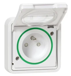 Schneider Electric Prise En Saillie|Prise Étanche-Prise de courant 2 pôles + terre étanche complète encastrée Mureva Styl blanc