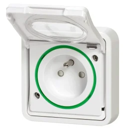 Schneider Electric Prise En Saillie|Prise Étanche-Prise de courant 2 pôles + terre étanche complète encastrée Mureva Styl blanc