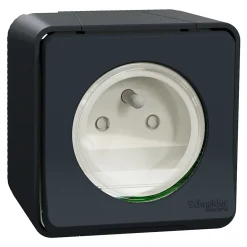 Schneider Electric Prise En Saillie|Prise Étanche-Prise de courant 2 pôles + terre étanche complète saillie Mureva Styl anthracite
