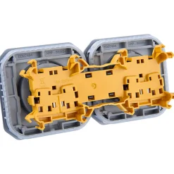 Legrand Interrupteur Étanche-Prise de courant étanche - Plexo - Composable - - 2 x 2P+T - 16 A - Gris - IP55 - Horizontale - Précâblée