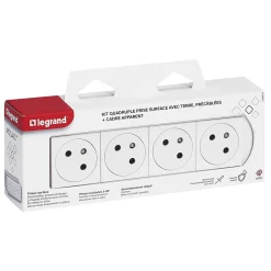 Legrand Prise deux pôles + terre Mosaïc en saillie, lot de 4