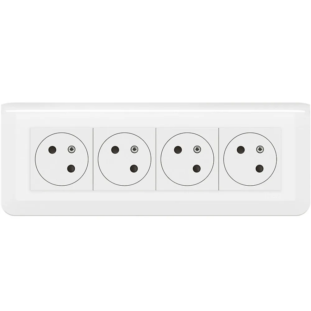 Legrand Prise deux pôles + terre Mosaïc en saillie, lot de 4