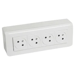Legrand Prise deux pôles + terre Mosaïc en saillie, lot de 4