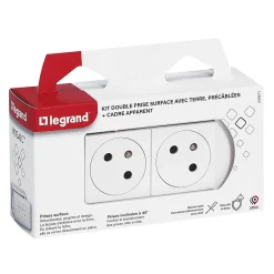 Legrand Prise deux pôles + terre Mosaïc en saillie, lot de 2