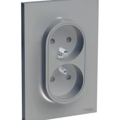 Schneider Electric Prise Encastrable-Prise double avec terre complète Odace aluminium