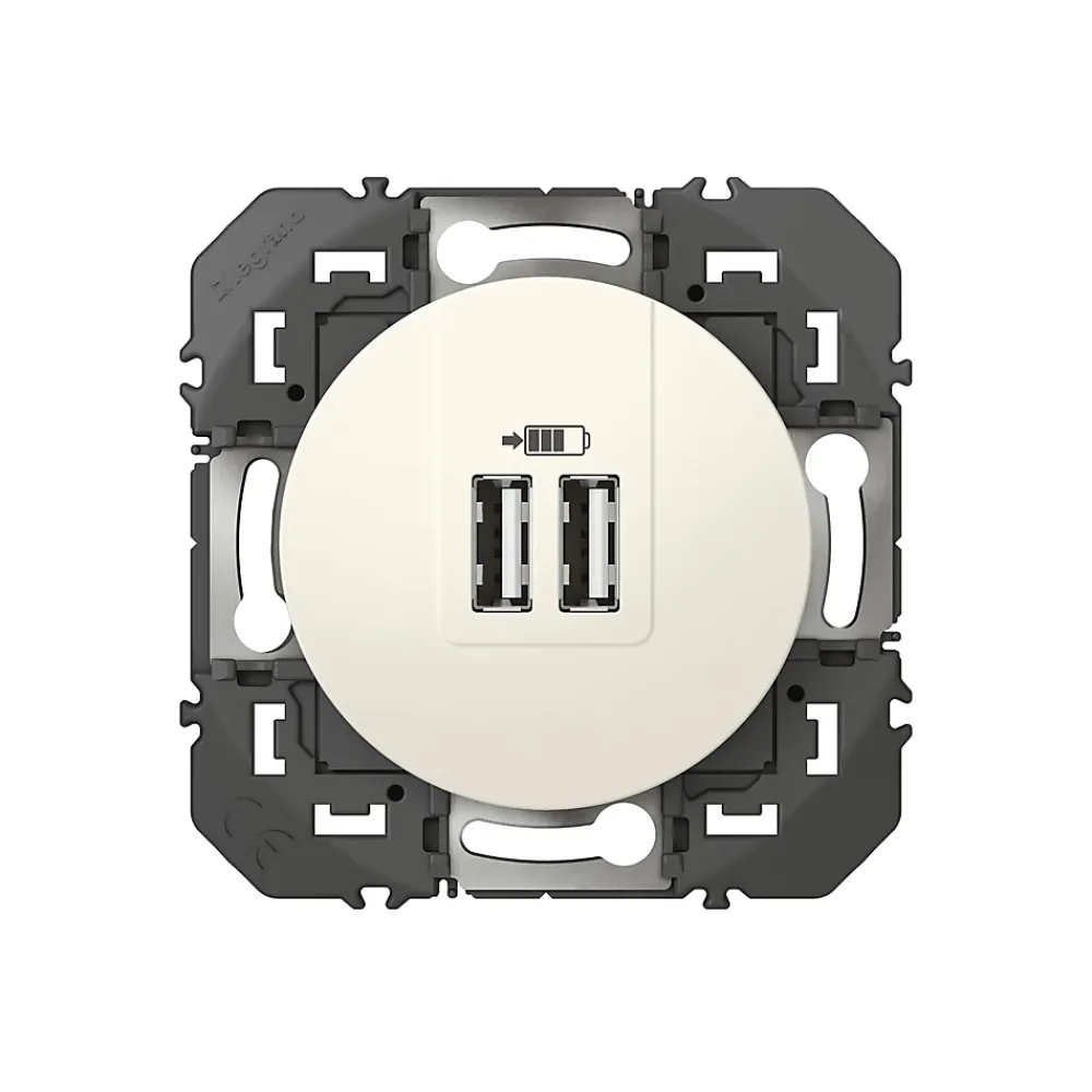 Legrand Prise double USB-A Dooxie blanc carrée
