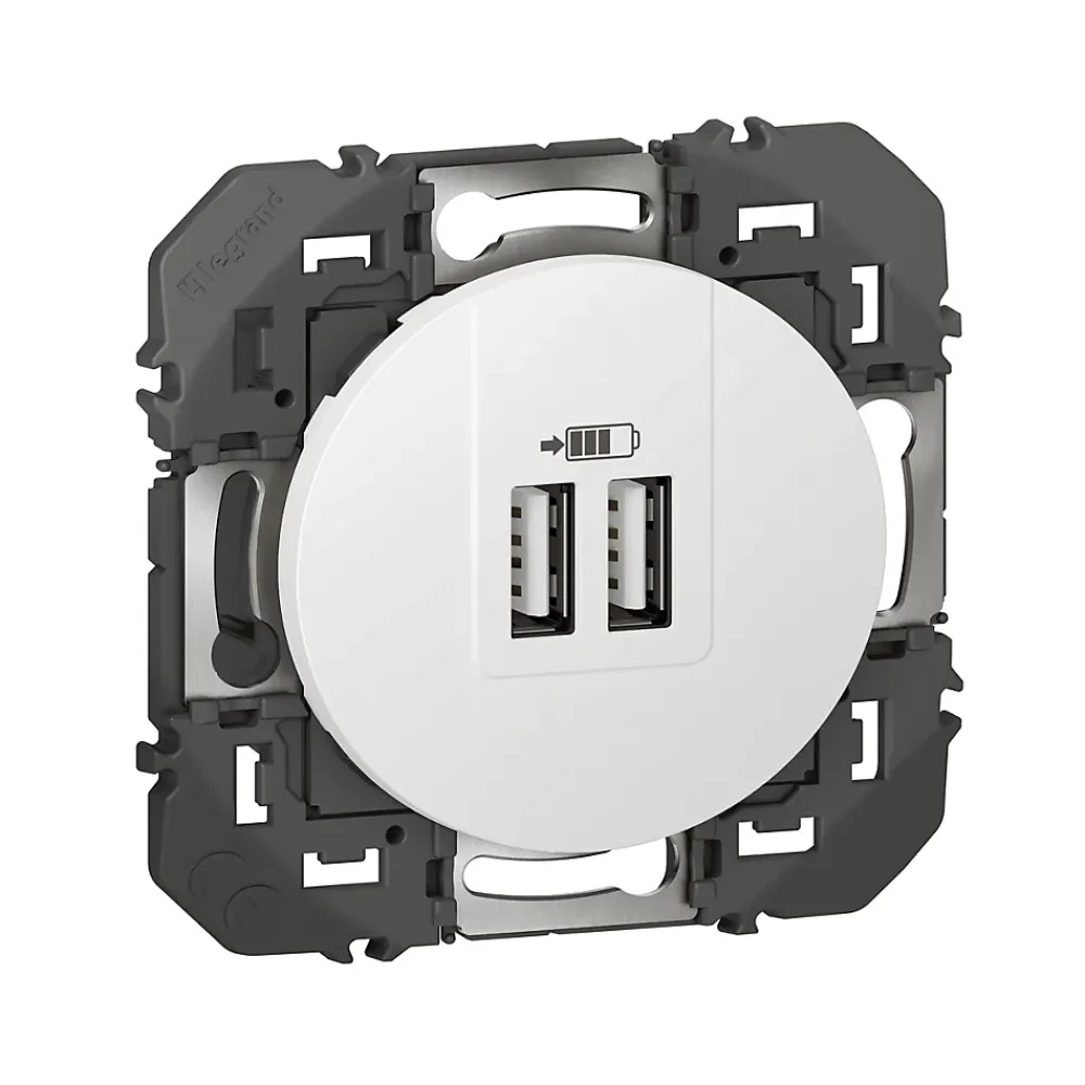 Legrand Prise double USB-A Dooxie blanc carrée