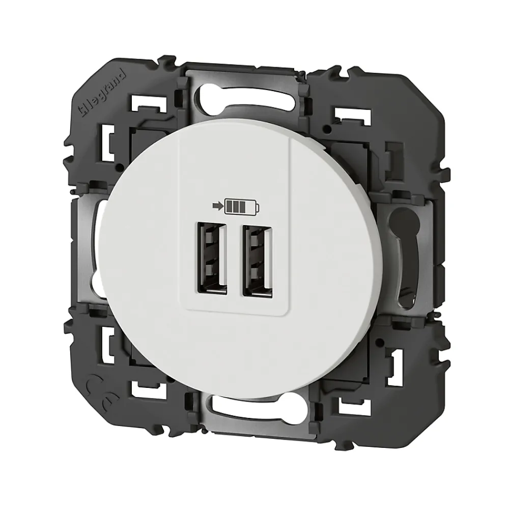 Legrand Prise double USB-A Dooxie blanc carrée