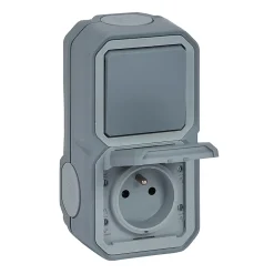Legrand Prise et interrupteur Plexo gris en saillie