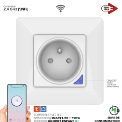 Kyf Prise intérieure encastrée 3000W connectée Wifi + Suivi de consommation
