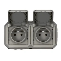 Legrand Prise Étanche-Prise Plexo gris en saillie, lot de 2