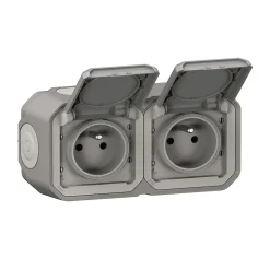 Legrand Prise Étanche-Prise Plexo gris en saillie, lot de 2