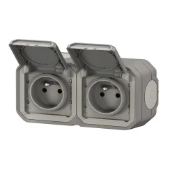 Legrand Prise Étanche-Prise Plexo gris en saillie, lot de 2
