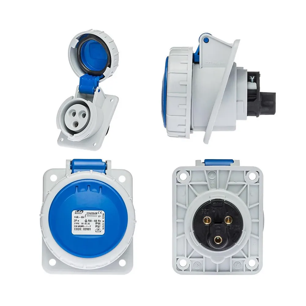Ide Interrupteur Étanche-Prise Monophasé 16a 2p+t - Encastrable Sur Coffret - étanche Ip67 -