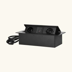 Cuisissimo Prise plan de travail NOXEN - Bloc 2 prises + 1 USB-A + 1 USB-C rétractable noir