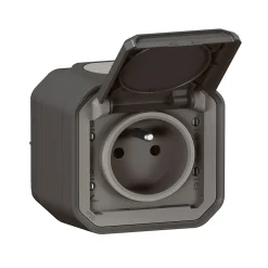 Legrand Prise 2 pôles avec terre complet saillie Plexo anthracite