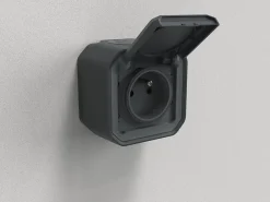 Legrand Prise 2 pôles avec terre complet saillie Plexo anthracite