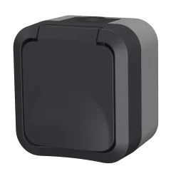 GAO Prise 2 pôles avec terre étanche Aqua stop IP55 gris