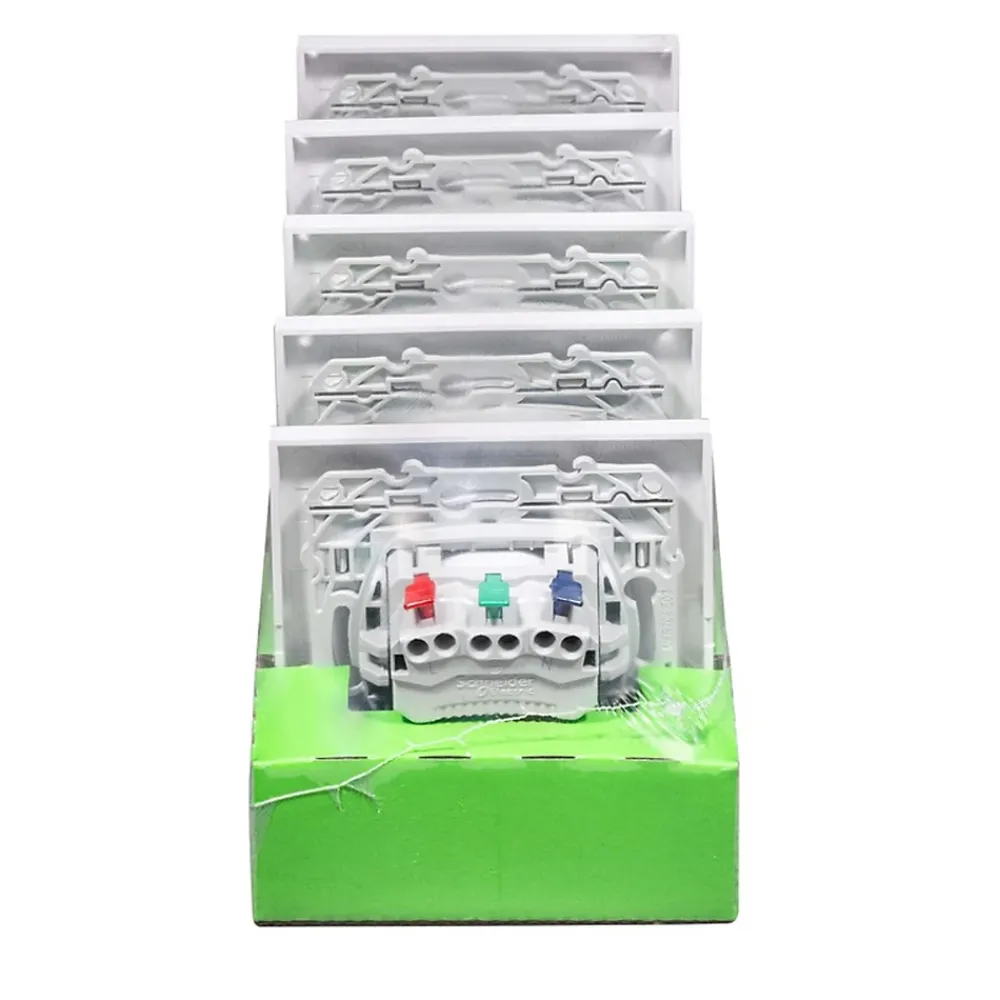 Schneider Electric Prise 2 pôles + terre affleurante Odace blanc complet - lot de 5 pièces