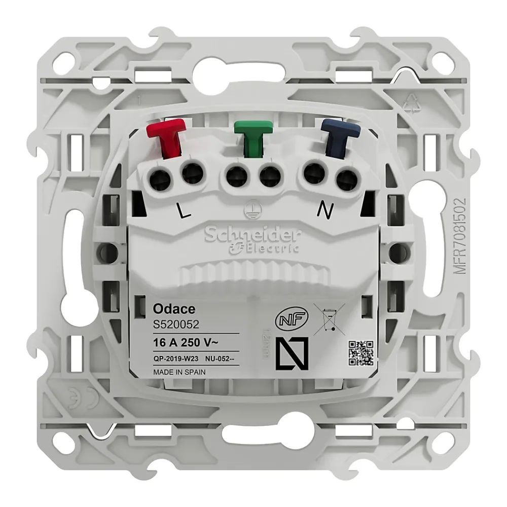 Schneider Electric Prise 2 pôles + terre affleurante connexion rapide Odace blanc