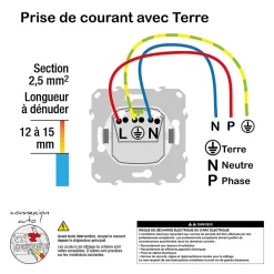 Schneider Electric Prise 2 pôles + terre affleurante connexion rapide Odace anthracite