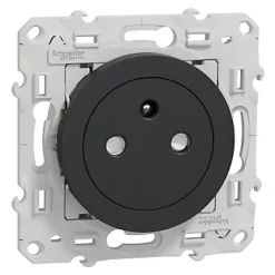 Schneider Electric Prise 2 pôles + terre affleurante connexion rapide Odace anthracite