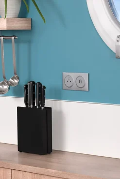 Legrand Prise 2 pôles + terre Dooxie aluminium carrée à composer