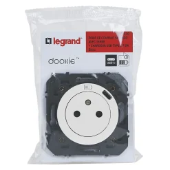 Legrand Prise Encastrable-Prise 2 pôles + terre + Prise USB-C Dooxie blanc carrée