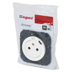 Legrand Prise Encastrable-Prise 2 pôles + terre + Prise USB-C Dooxie blanc carrée